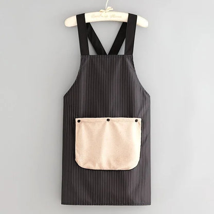 Waterproof Kitchen Apron Sleeveless Cross Back Restaurant Uniform with Removable Hand Towel Anti-fouling Cooking Baking Bibs