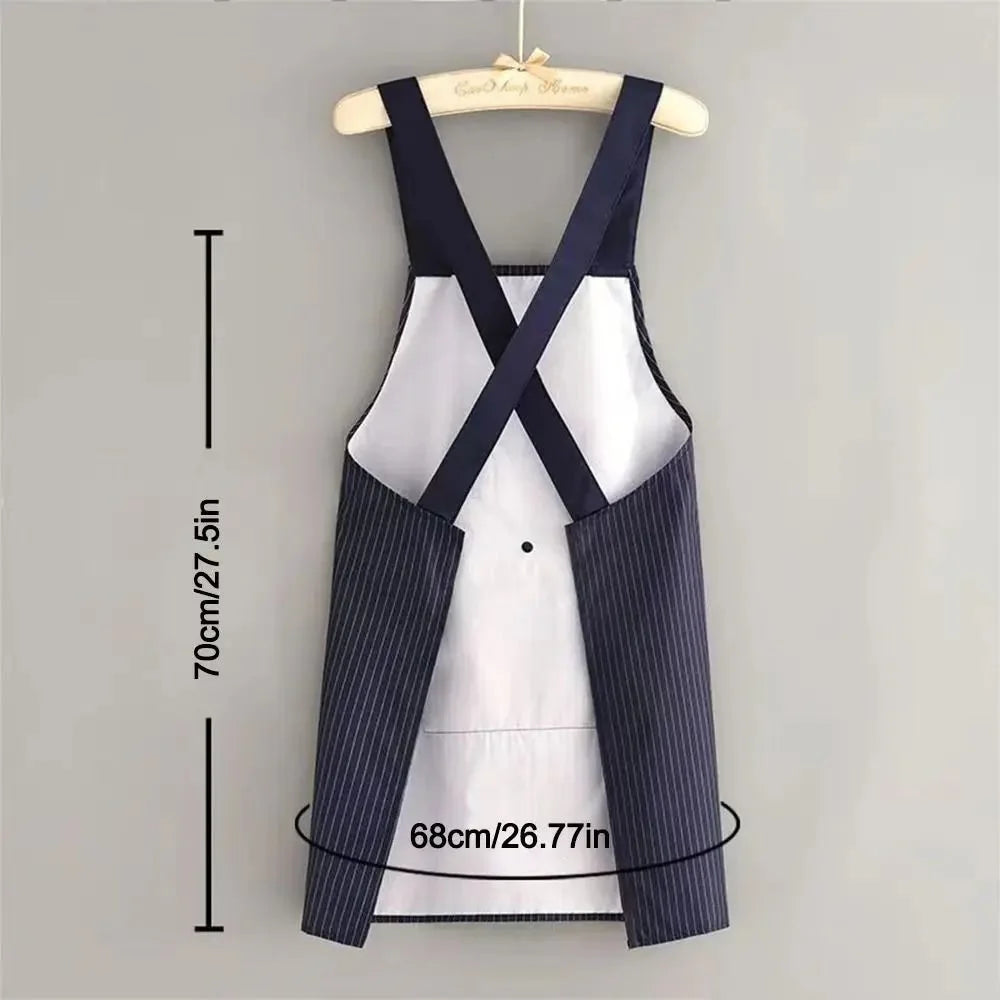 Waterproof Kitchen Apron Sleeveless Cross Back Restaurant Uniform with Removable Hand Towel Anti-fouling Cooking Baking Bibs