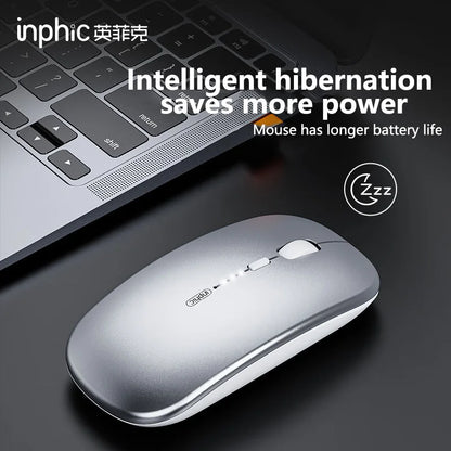 Inphic M1P Rechargeable 2.4G Wireless Mouse Battery Level Display Office Mute Mouse Ultra Thin Portable For Laptop PC Tablet