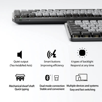 Logitech MX Mechanical Wireless Gaming Keyboard Office Gaming Keyboard for Windows IOS Android office games Keyboard