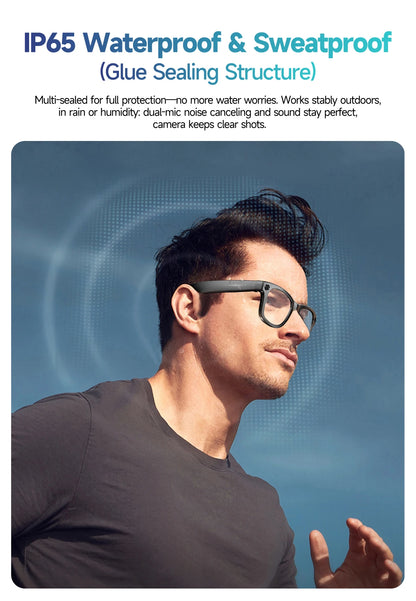 8 Million Pixels Smart Glasses Recording Videos AI Photo Recognition Answer Translation 270mAh IP65 Waterproof Bluetooth Glasses