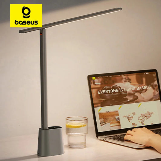 Baseus LED Desk Lamp Eye Protect Study Dimmable Office Light Foldable Table Lamp Smart Adaptive Brightness Bedside Lamp For Read