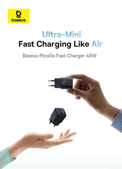 Baseus 45W PD Charger For iPhone 17 16 15 Pro Max Samsung Galaxy Fast Charger GaN Charger USB C Charger Portable Phone Charger