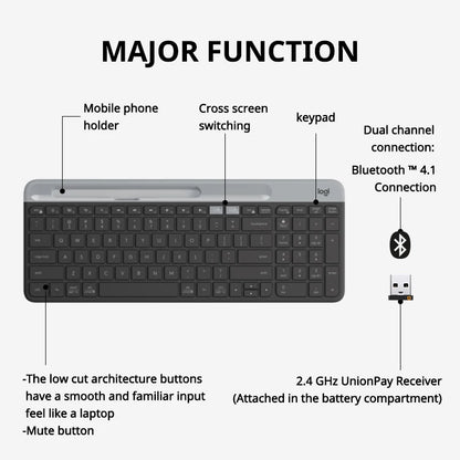 Logitech K580 Wireless Keyboard Portable Thin Light Multi-device Office Keyboard For PC Tablet Laptop Ipad Office Computer