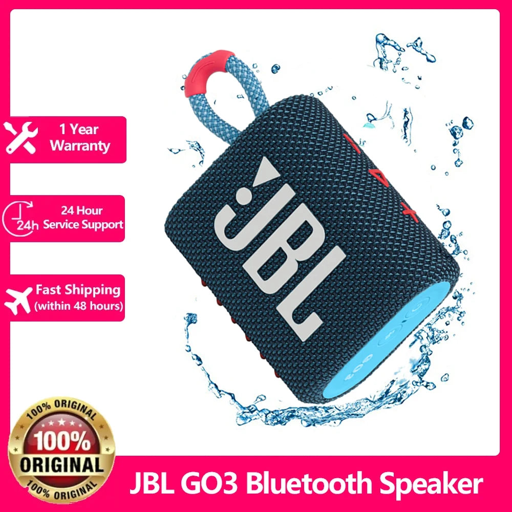 Original JBL GO3 Wireless Speaker With Bluetooth 5.1, Portable Waterproof Speaker,Outdoor Speakers Sports Bass party Speaker