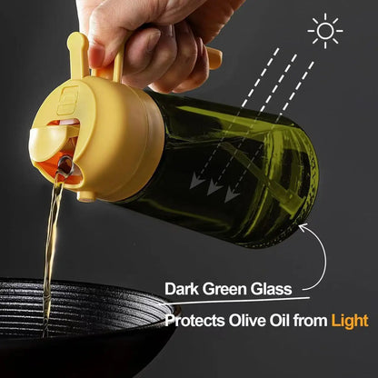 2-in-1 Glass Oil Dispenser & Sprayer - 16oz/470ml Leakproof Olive Oil Sprayer Bottle for Cooking, Air Fryer, BBQ, Baking, Salad