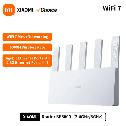 Xiaomi Router BE5000 Wi-Fi 7 2.4/5GHz Dual-Frequency Mesh 2.5G High-Speed Network Port IPTV OFDMA Signal Amplifier Mi Home