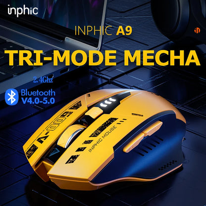 INPHIC A9 Wireless Bluetooth Silent Mouse, Five-level DPI Adjustable, Three-mode Mouse, Suitable for A Variety of Computers