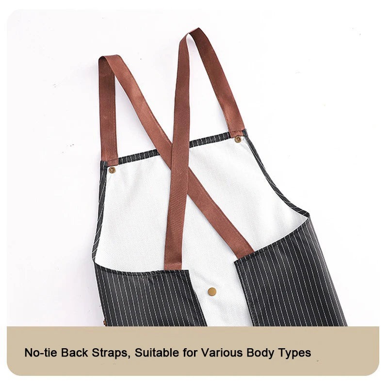 Waterproof Kitchen Apron Sleeveless Cross Back Restaurant Uniform with Removable Hand Towel Anti-fouling Cooking Baking Bibs