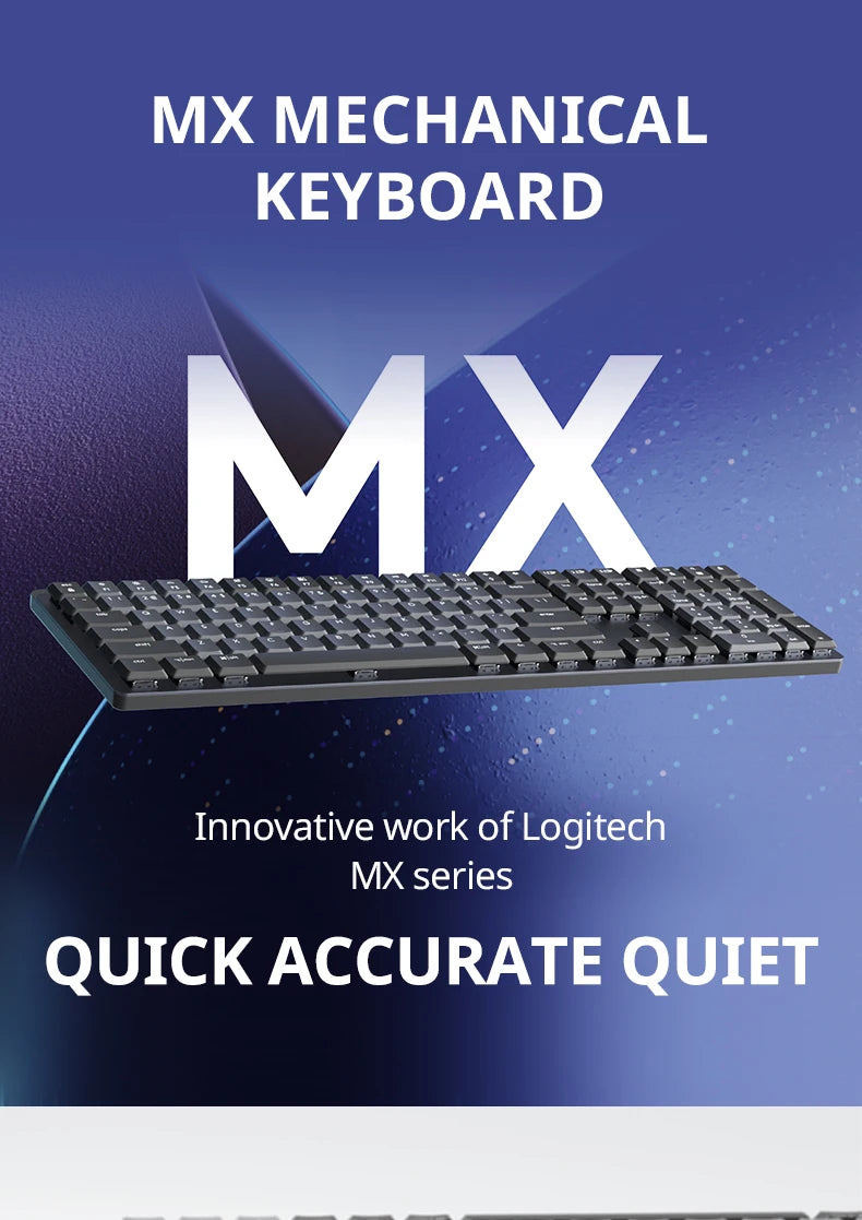 Logitech MX Mechanical Wireless Gaming Keyboard Office Gaming Keyboard for Windows IOS Android office games Keyboard