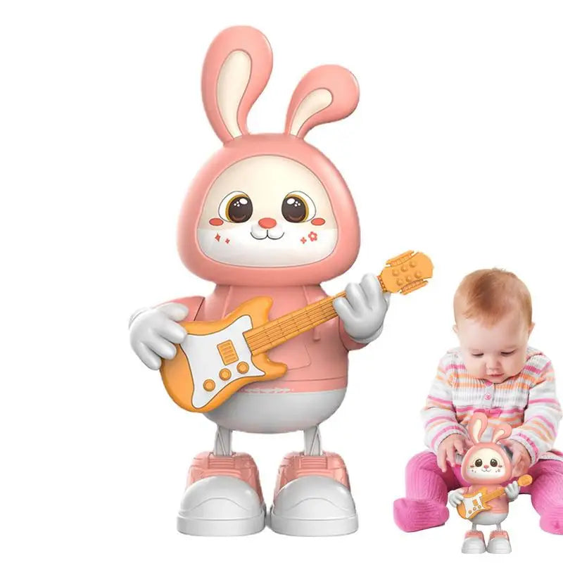 Cute Rabbit Dancing Toys With Music And Lights Electric Robot Rocking Dancing Bunny Guitarist Interactive Educational Boy Toys