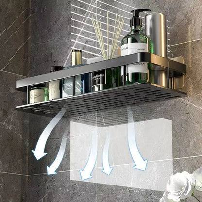 Bathroom Shelf Aluminum Alloy Shampoo Rack Kitchen Storage Organizer Shelves No Drill Corner Shelf Bathroom Accessories