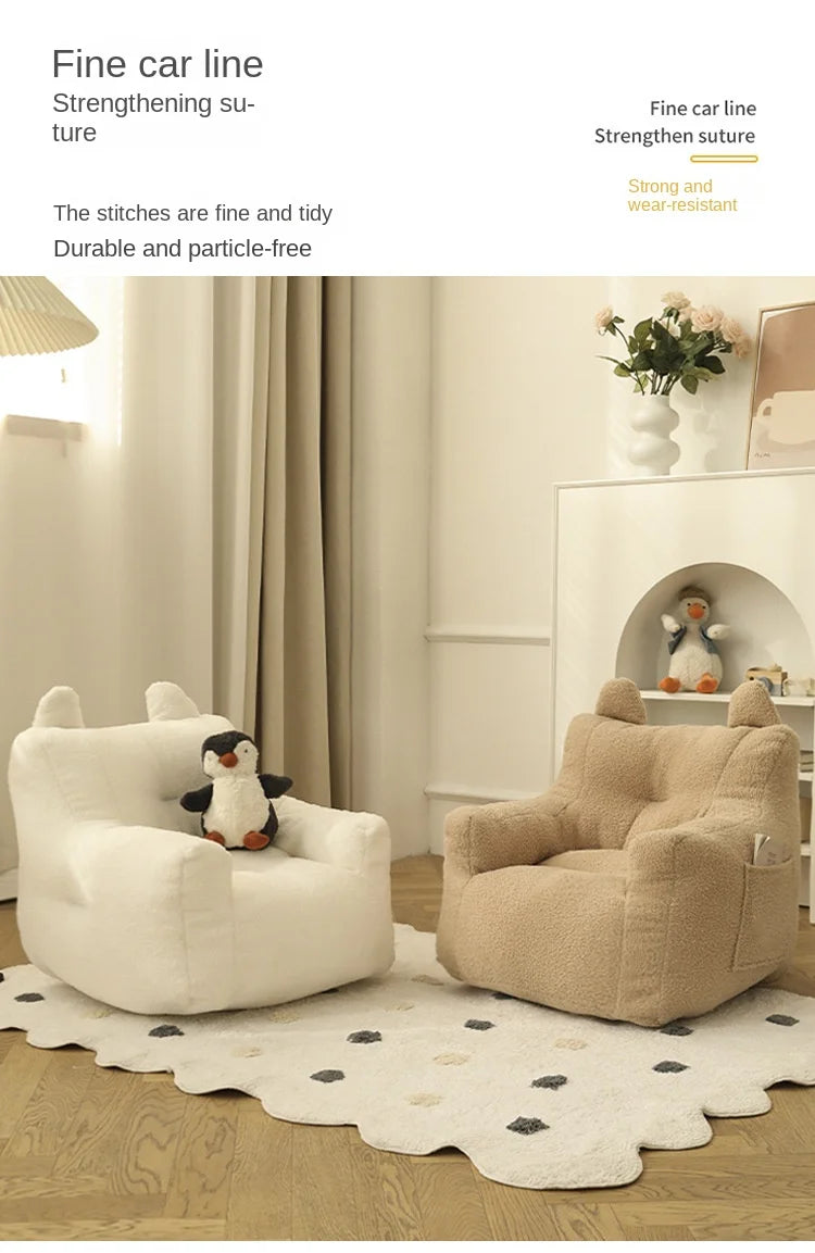 Eco-friendly Nordic Simple Living Room Soft Comfortable Backrest Person Single Sofa Chair Cute Bean Bag Baby Small Sofas