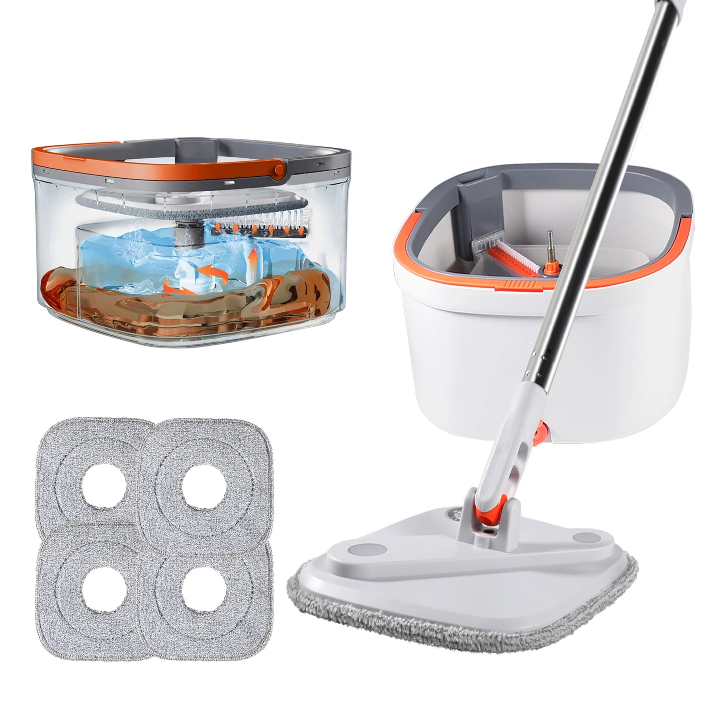 Water Separation Square Mop With Wringer Spin Bucket Squeeze Mop Automatic Rotating Cleaning Floors Wet and Dry Cleaning Mop