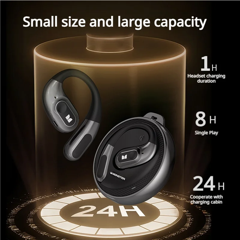 Monster AC330 Bluetooth 5.4 Earphones OWS Wireless Headphone with Mic Waterproof IPX5 Call Noise Reduction Earbuds 8H Playtime