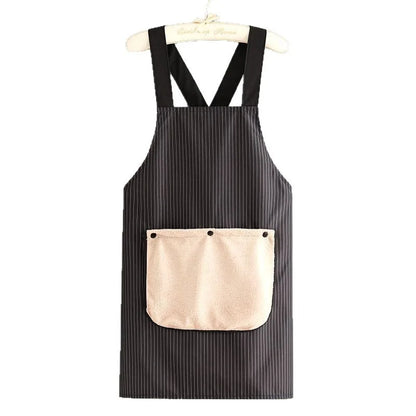 Waterproof Kitchen Apron Sleeveless Cross Back Restaurant Uniform with Removable Hand Towel Anti-fouling Cooking Baking Bibs
