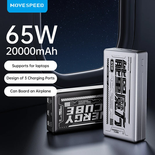 MOVESPEED E20 20000mAh Power Bank USB Type C 65W Powerbank Fast Charge Portable Spare Battery for iPhone Xiaomi Laptop Switch