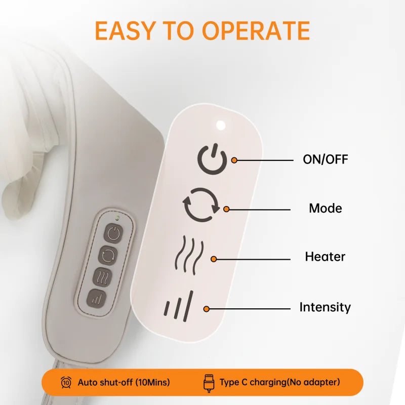 Mebak N1 Massager For Neck and Cervical Shoulder With Heating Massage Pillow for Back Legs Waist Muscle Kneading Massage Shawl