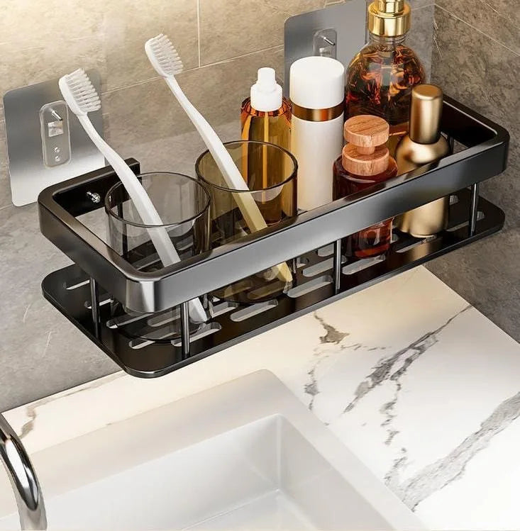 Bathroom Shelf Aluminum Alloy Shampoo Rack Kitchen Storage Organizer Shelves No Drill Corner Shelf Bathroom Accessories