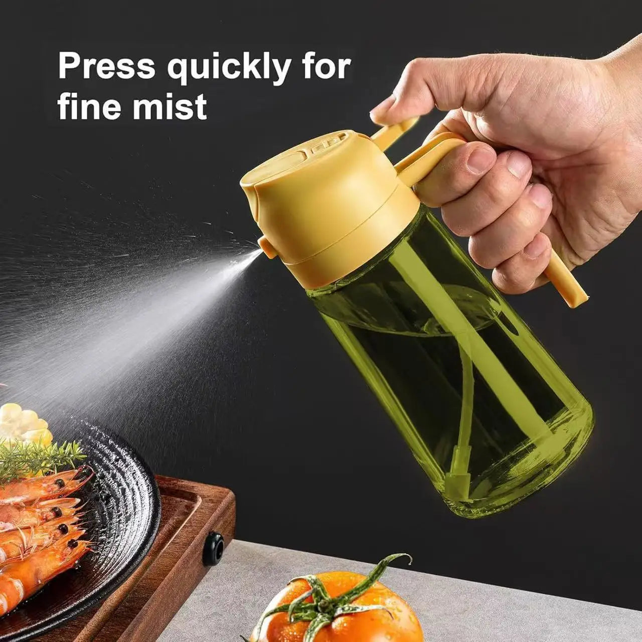 2-in-1 Glass Oil Dispenser & Sprayer - 16oz/470ml Leakproof Olive Oil Sprayer Bottle for Cooking, Air Fryer, BBQ, Baking, Salad