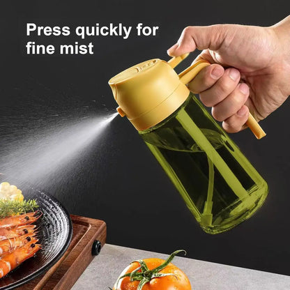 2-in-1 Glass Oil Dispenser & Sprayer - 16oz/470ml Leakproof Olive Oil Sprayer Bottle for Cooking, Air Fryer, BBQ, Baking, Salad