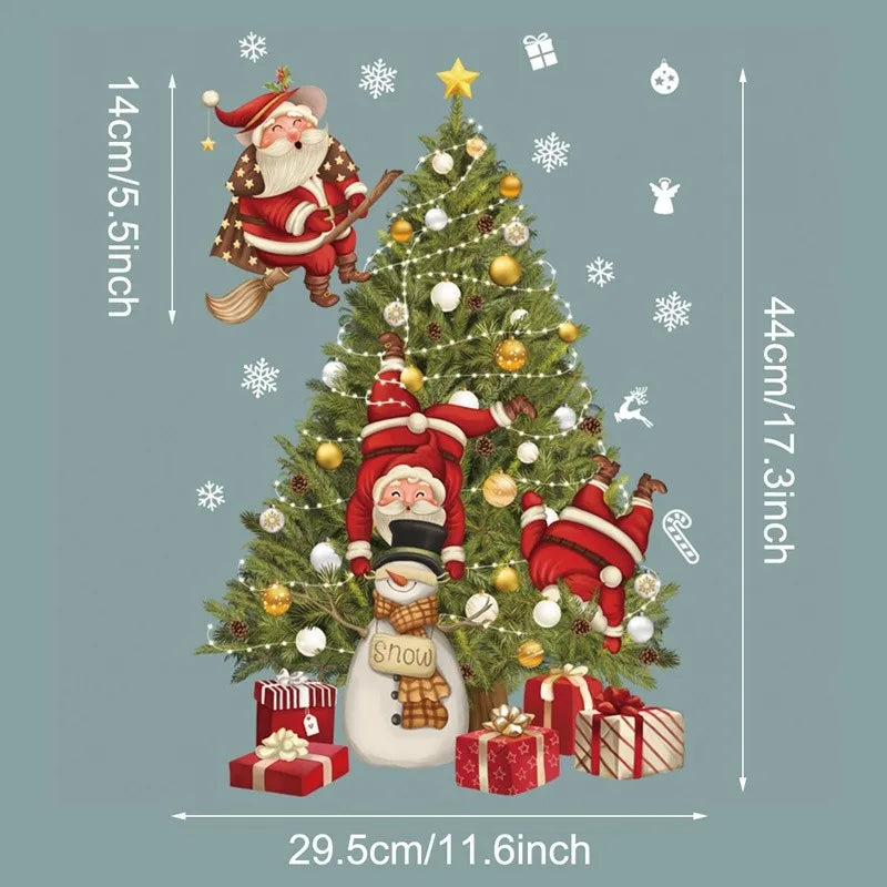 Christmas Wall Window Stickers Marry Christmas Decoration For Home 2024 Christmas Ornaments Xmas Navidad Gift New Year 2025