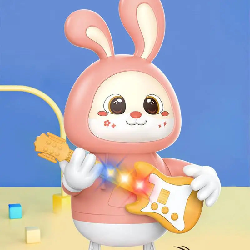 Cute Rabbit Dancing Toys With Music And Lights Electric Robot Rocking Dancing Bunny Guitarist Interactive Educational Boy Toys