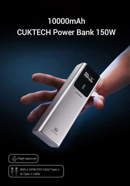 CUKTECH 120W 10000mAh Power Bank Super Fast Charging Battery High Capacity Digital Display Power Bank for iPhone Samsung Xiaomi