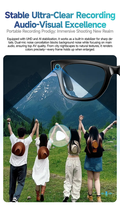 8 Million Pixels Smart Glasses Recording Videos AI Photo Recognition Answer Translation 270mAh IP65 Waterproof Bluetooth Glasses