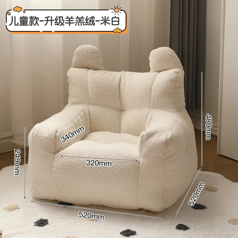 Eco-friendly Nordic Simple Living Room Soft Comfortable Backrest Person Single Sofa Chair Cute Bean Bag Baby Small Sofas