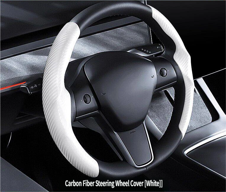 Ultra-Slim Carbon Fiber & Alcantara Steering Wheel Cover for Tesla Model 3 (Highland) & Model Y: Non-Slip, Sweat-Proof & Custom Fit Interior Upgrade