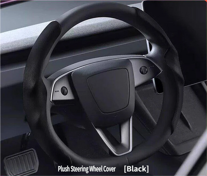Ultra-Slim Carbon Fiber & Alcantara Steering Wheel Cover for Tesla Model 3 (Highland) & Model Y: Non-Slip, Sweat-Proof & Custom Fit Interior Upgrade