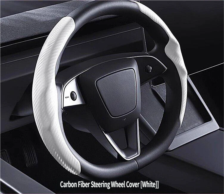 Ultra-Slim Carbon Fiber & Alcantara Steering Wheel Cover for Tesla Model 3 (Highland) & Model Y: Non-Slip, Sweat-Proof & Custom Fit Interior Upgrade