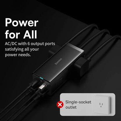 Baseus 100W GaN3 Pro Desktop Charger Power Strip Charging Station Fast Charger For iPhone 15 14 13 Pro Max Xiaomi Samsung Laptop ipad