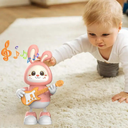 Cute Rabbit Dancing Toys With Music And Lights Electric Robot Rocking Dancing Bunny Guitarist Interactive Educational Boy Toys