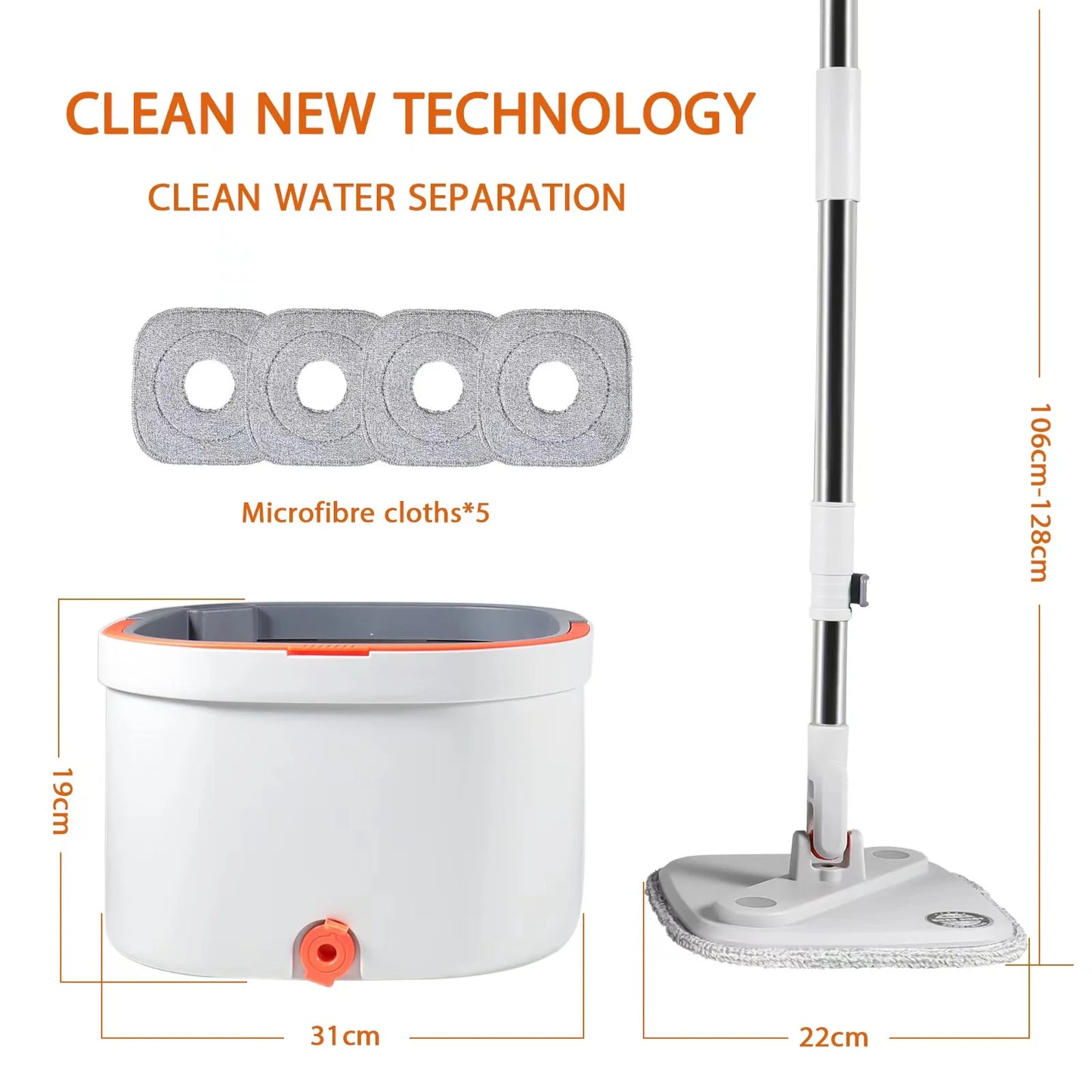 Water Separation Square Mop With Wringer Spin Bucket Squeeze Mop Automatic Rotating Cleaning Floors Wet and Dry Cleaning Mop