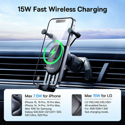 Baseus Wireless Charger Car Phone Holder for Xiaomi Samsung Huawei for Air Vent Fast Wireless Charger 15W Car Stand Mount Holder