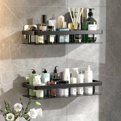 Bathroom Shelf Aluminum Alloy Shampoo Rack Kitchen Storage Organizer Shelves No Drill Corner Shelf Bathroom Accessories