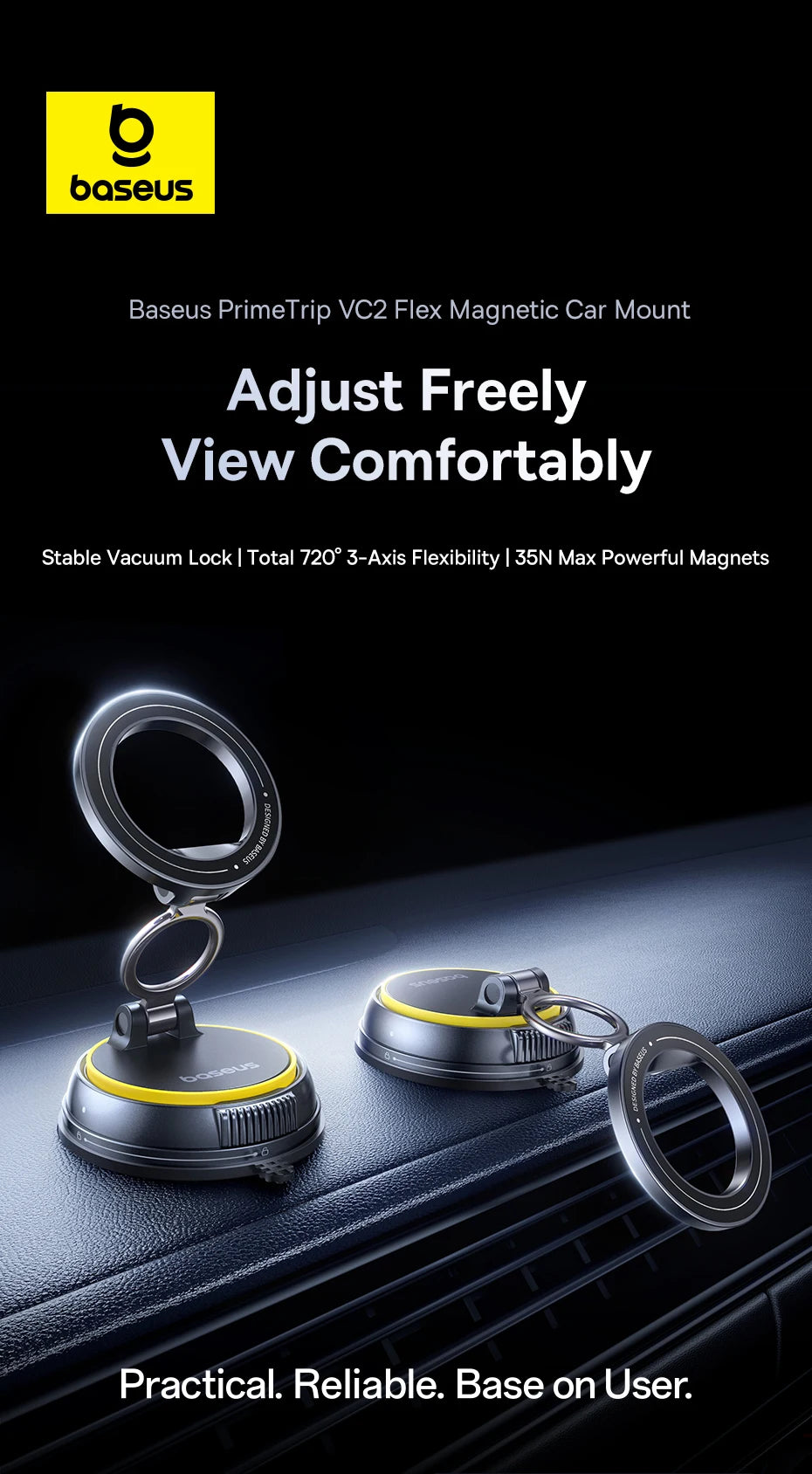 Baseus Magnetic Car Phone Holder Vacuum Suction Cup Stand 360° Rotation Мagnet Holder For iPhone Gym/Driving Vacuum Phone Stand