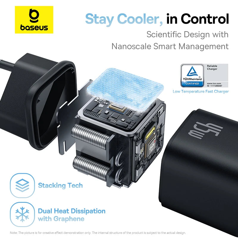 Baseus 45W PD Charger For iPhone 17 16 15 Pro Max Samsung Galaxy Fast Charger GaN Charger USB C Charger Portable Phone Charger