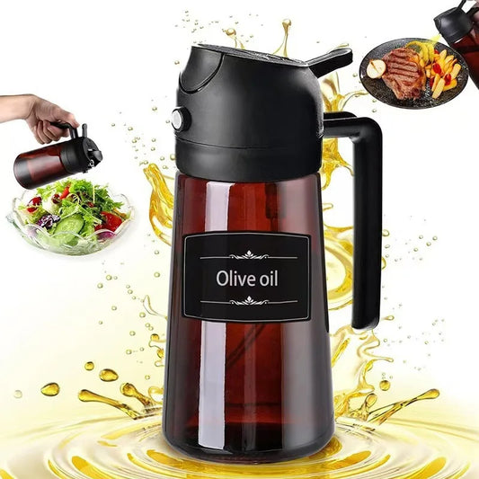 2-in-1 Glass Oil Dispenser & Sprayer - 16oz/470ml Leakproof Olive Oil Sprayer Bottle for Cooking, Air Fryer, BBQ, Baking, Salad