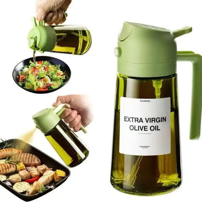 2-in-1 Glass Oil Dispenser & Sprayer - 16oz/470ml Leakproof Olive Oil Sprayer Bottle for Cooking, Air Fryer, BBQ, Baking, Salad