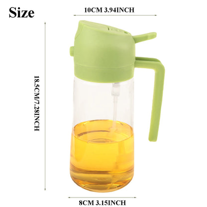 16oz Oil Dispenser Bottle for Kitchen, 2 in 1 Olive Oil Dispenser and Oil Sprayer, 470ml Olive Oil Spray Bottle for Cooking