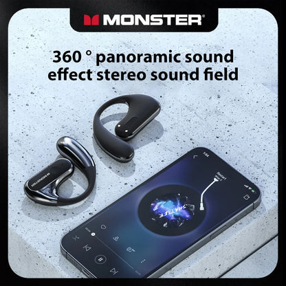 Monster Wireless Headphones MH22196 Stereo HD Call Open Bluetooth 5.4 Earphones Earbuds with Mic Waterproof