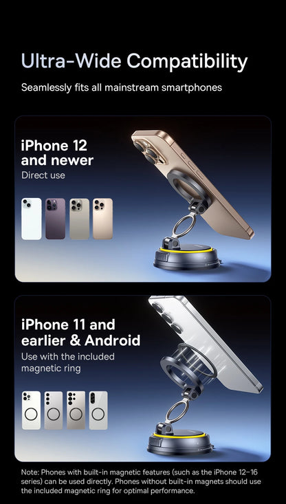Baseus Magnetic Car Phone Holder Vacuum Suction Cup Stand 360° Rotation Мagnet Holder For iPhone Gym/Driving Vacuum Phone Stand