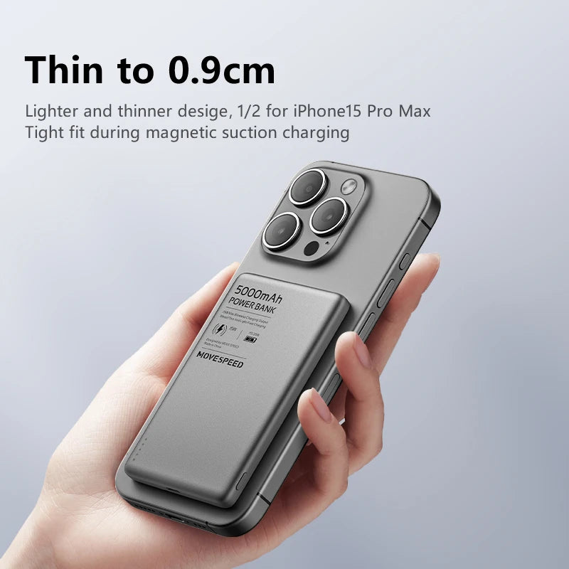 MOVESPEED S05 Magnetic Power Bank 5000mAh PD20W Portable Mini Size Wireless Powerbank Battery Charger for iPhone Samsung Xiaomi