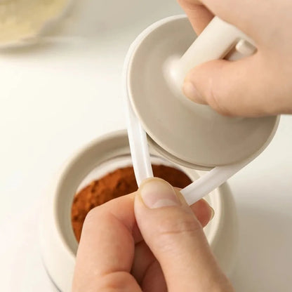 Glass Seasoning Jar with Telescopic Spoon: Moisture-Proof & Leak-Proof Kitchen Salt & Spice Storage Box with 2-in-1 Spoon Lid