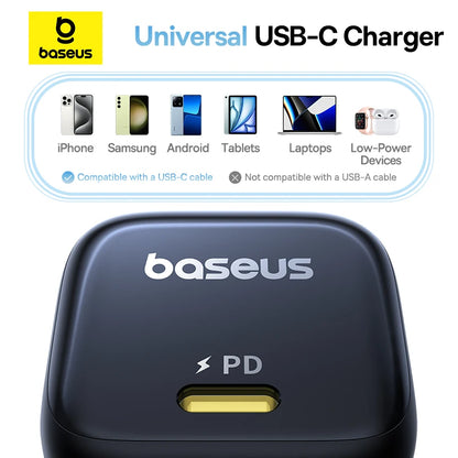 Baseus 45W PD Charger For iPhone 17 16 15 Pro Max Samsung Galaxy Fast Charger GaN Charger USB C Charger Portable Phone Charger