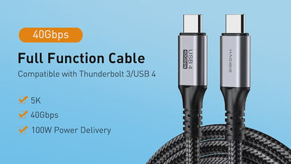 Hagibis USB4 Cable Compatible with Thunderbolt 3/4 5K@60Hz 40Gbps Data Transfer 100W 5A Fast Charging for Macbook Pro iPhone